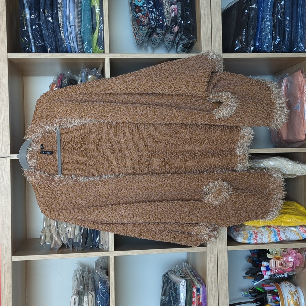 ETHYL Oversized Cozy Warm Brown Cardigan Size Small